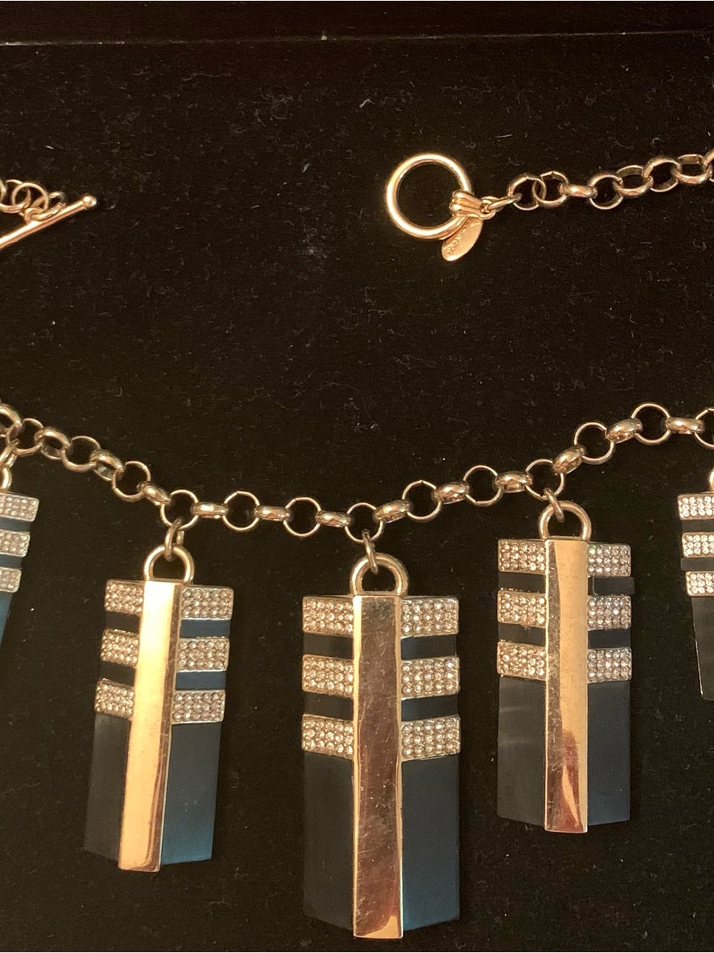 Vintage Ann Taylor Gold and Black Statement Pendant Necklace - Women Jewelry